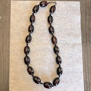 Men’s necklace oversized beads, very trendy  ceramic dark brown beads 12”